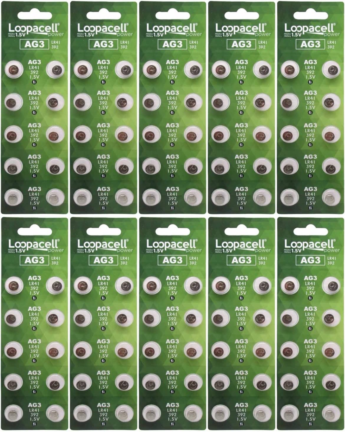 LOOPACELL 100 Pack AG3 LR41 392 SR41SW 384 192 V384 V392 D384 D392 280-13 Alkaline Button Cell Battery