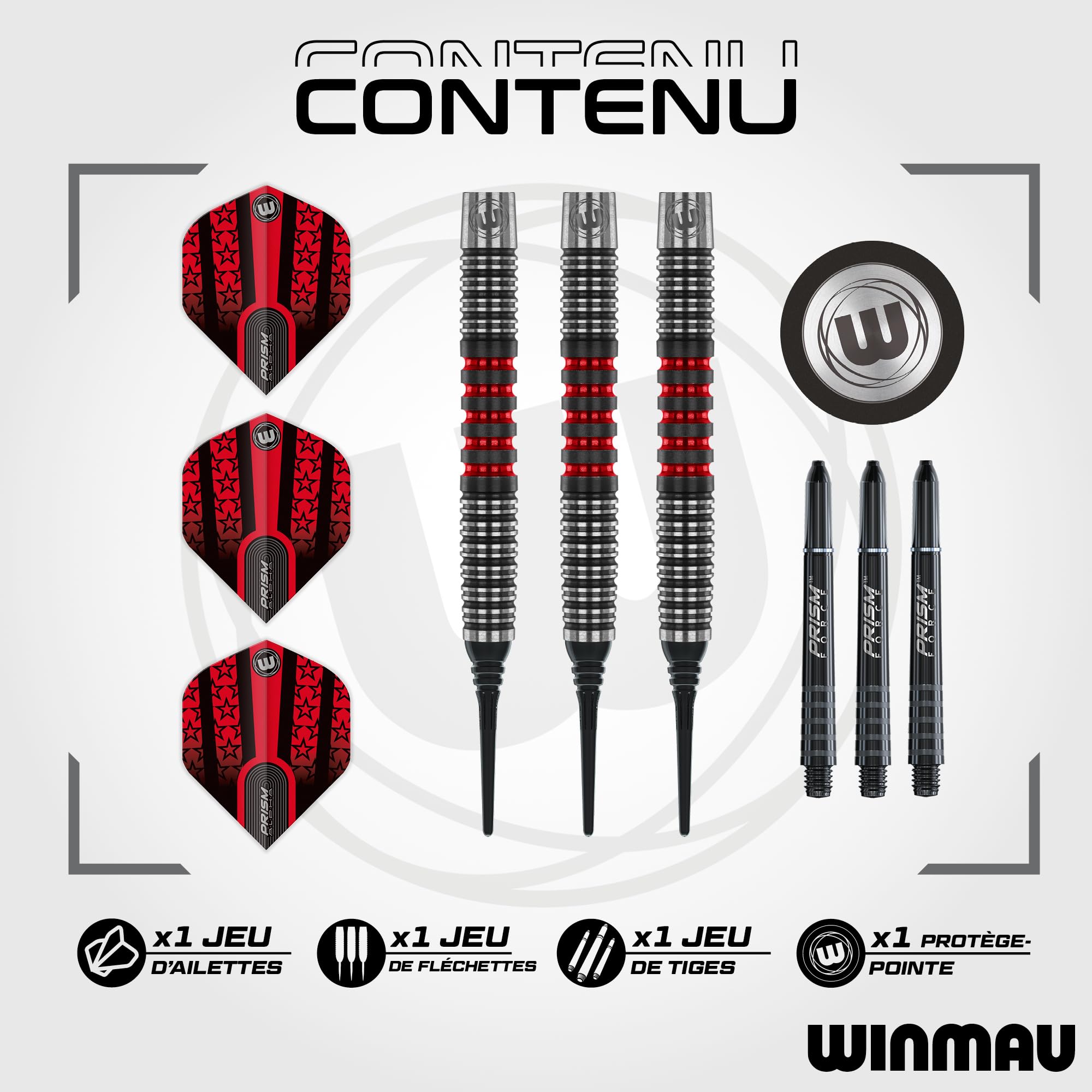 WINMAU Joe Cullen 22 Gram Softip Tungsten Darts Set with Flights and Stems (Shafts)
