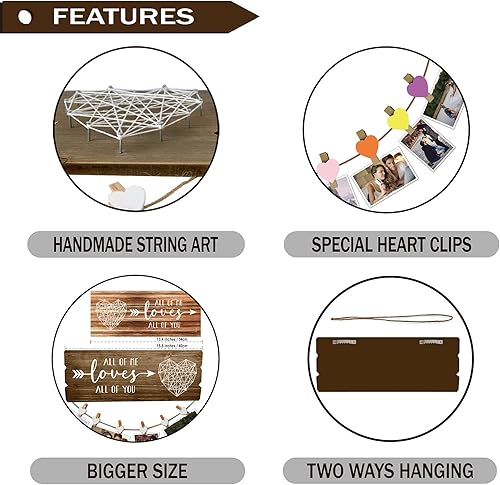 Miniatura 6 de Buecasa Regalos románticos para novia, novio, parejas, prometido, All of Me Loves All of You con 6 clips de corazón, 15.8 x 6.0 pulgadas
