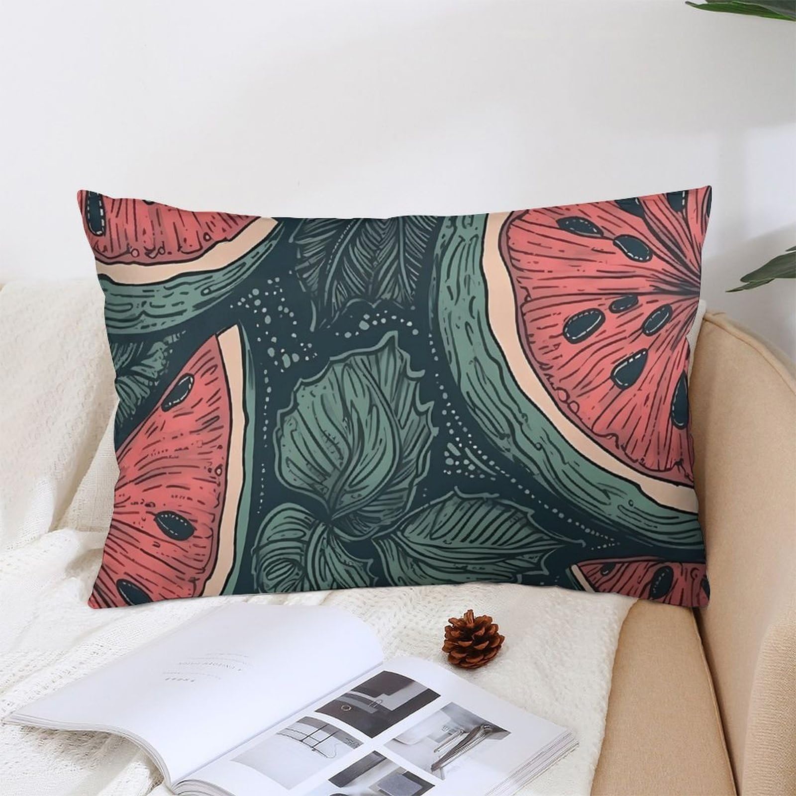 NTVOWPZO Decoration Throw Pillow Covers 12 "x20 Pillowcases Covers Hand Drawn Watermelon Pattern Soft Pillowcases Modern Farmhouse Home Decor Sofa Cushions Covers for Couch Bed Living Room