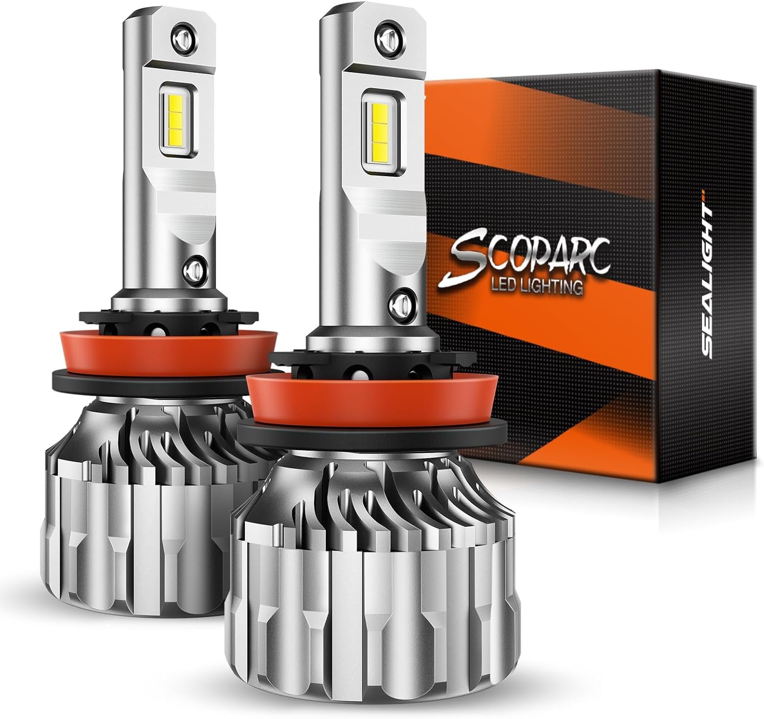 SEALIGHT S6 H11 Bulbs, 46000LM H8/H9 Bulbs With Cooling Fan，6500K Cool White, 60000Hrs Lifespan Canbus Ready Bulbs, Pack of 2