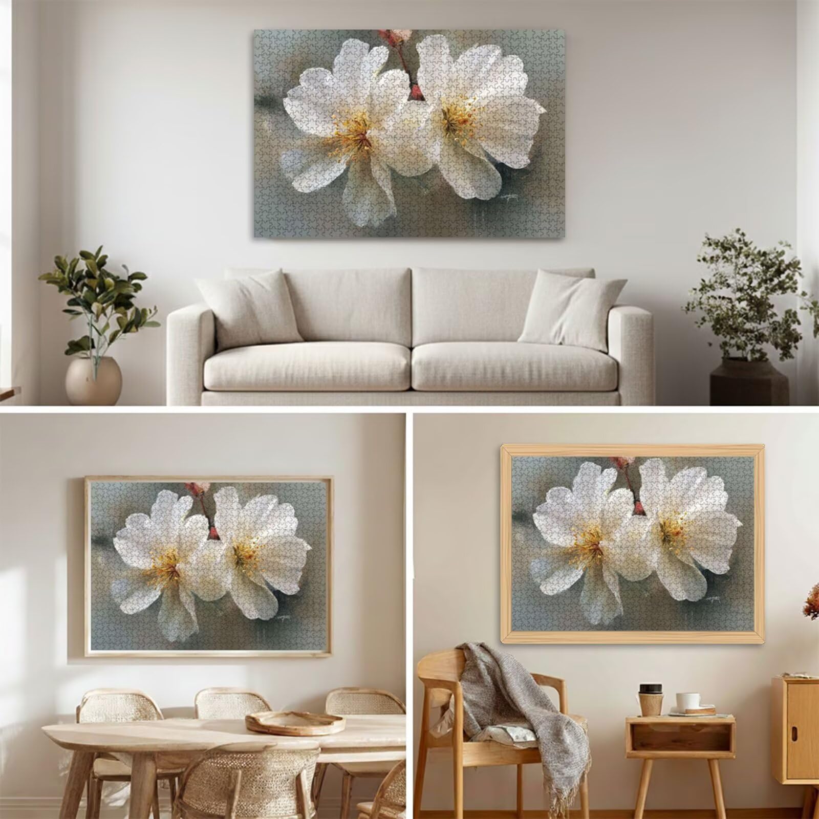 Puzzle 1200 Piezas Adultos Flor & Beige, Rompecabezas con Letras Traseras y Póster, Pasatiempo Antiestrés, Decoración de Pared, Regalo Decorar Mujer Hombre 75 x 50 cm (14 Años +) P3#652