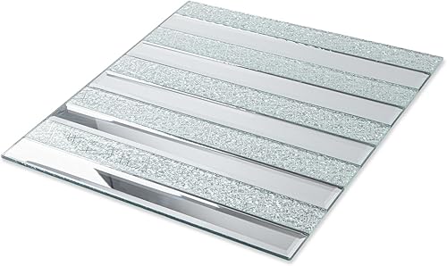 Mosaico de espejo biselado para despegar y pegar, azulejos autoadhesivos de vidrio para salpicaduras de cocina, pared de baño (5 hojas, meteorito