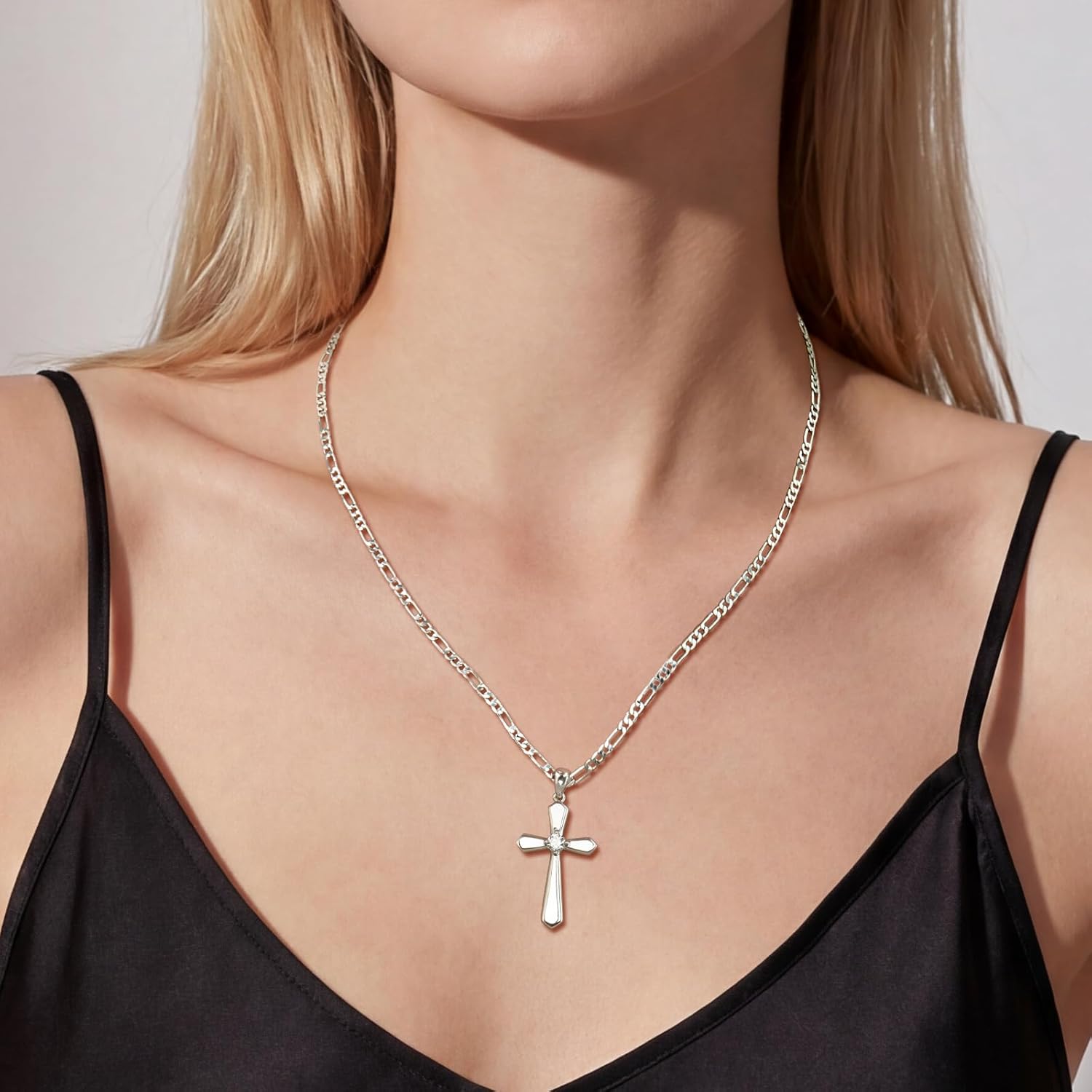 AiliFe 14K Gold Plated Cross Necklace for Women with Cubic Zirconia, Silver Crucifix Pendant Hypoallergenic Womens Christian Jewelry Gift for Birthday, Baptism, Communion - Image 5