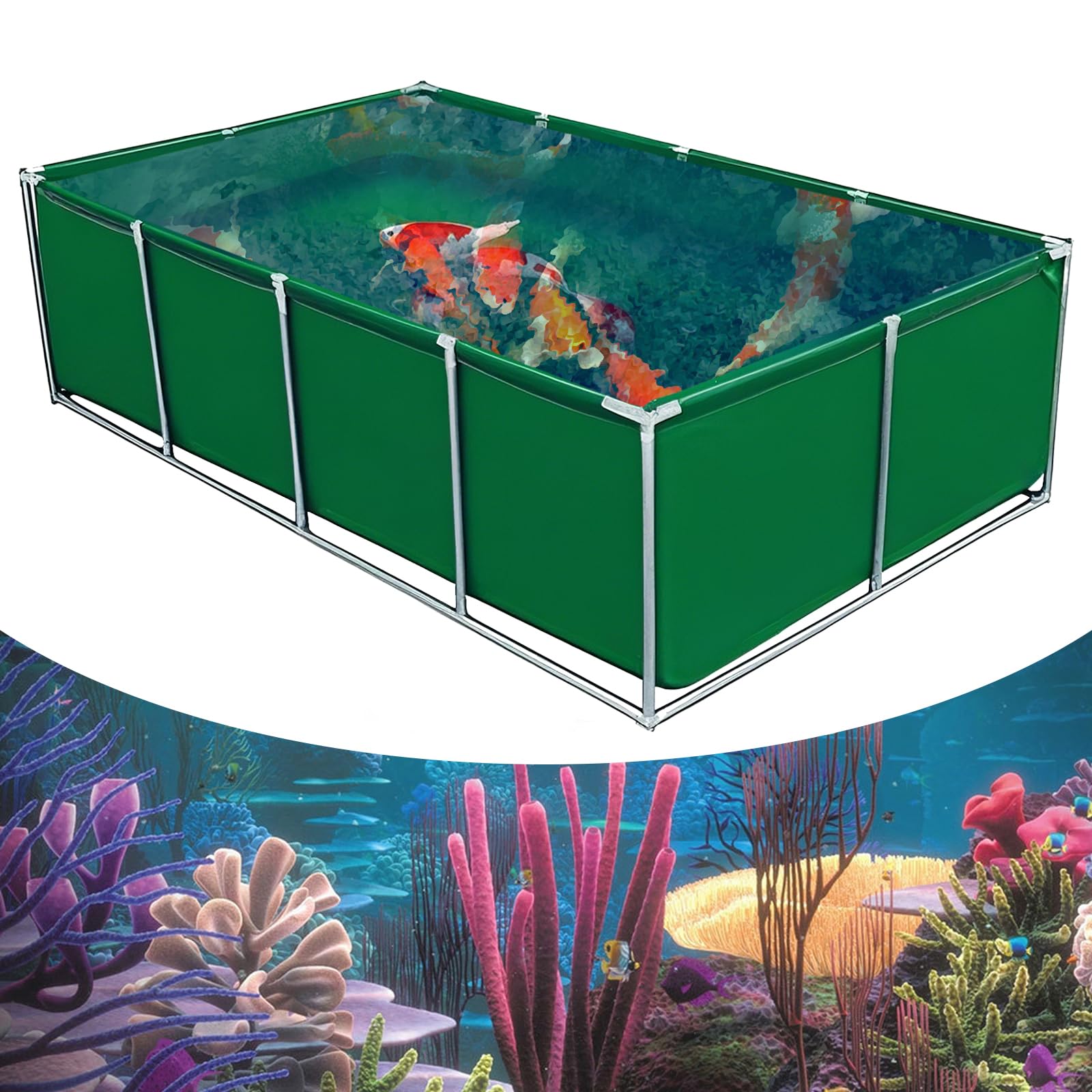 Laghetto portatile per pesci all'aperto, facile da installare e pulire, impermeabile per koi, rivestimento per terreno, stagno da giardino per pesci, perfetto per cortile o patio.