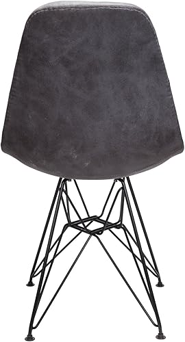Miniatura 6 de Markle Cool Grey - Silla de comedor DSR tapizada con tela de cuero sintético gris frío con patas de acero negro