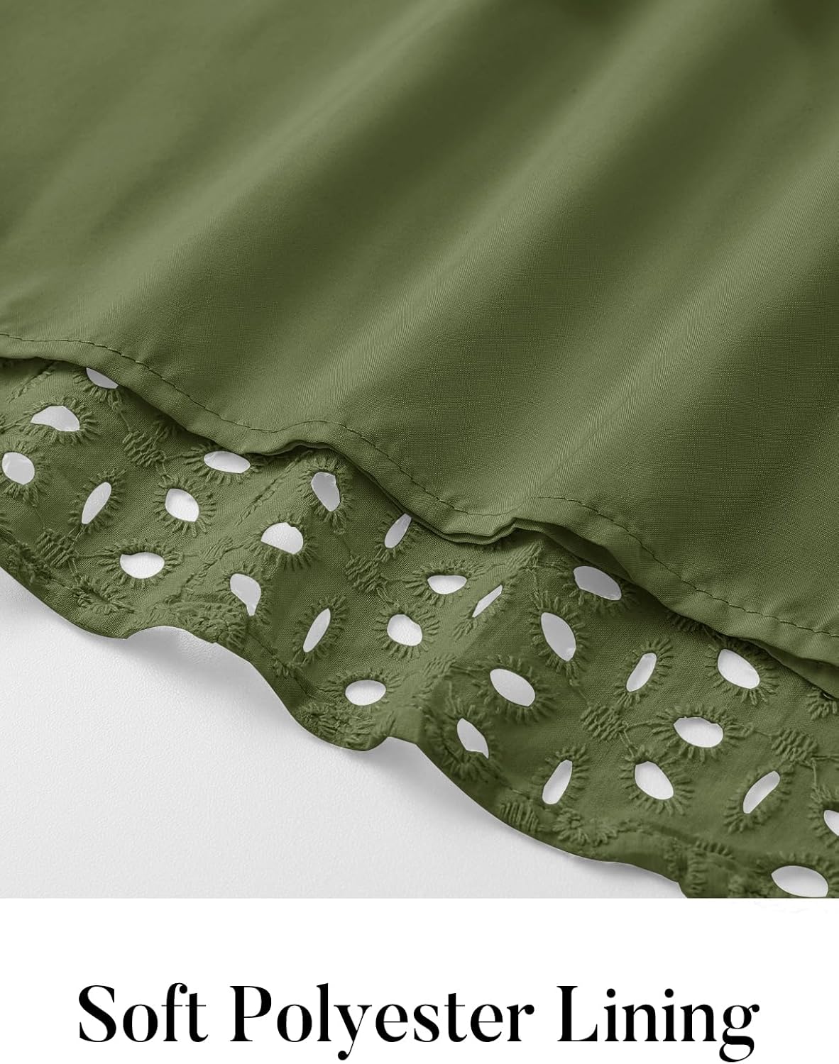 MEROKEETY Women's 2026 Summer Short Sleeve Mini Dress V Neck Ruffle Hollow Out Eyelet Lace Dresses - Image 6