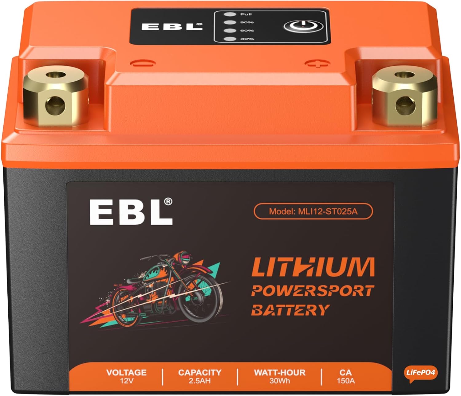 EBL YTX4L-BS Lithium LiFePO4 Motorcycle Battery 12V 2.5Ah 75CCA for ATV UTV Jet Ski Polaris Seadoo Scooter