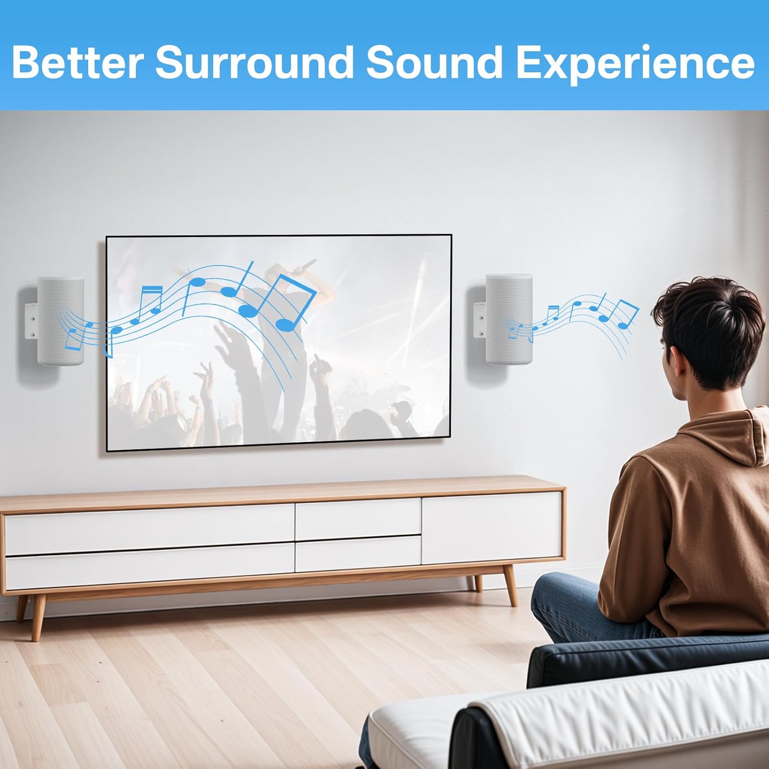 notiela Metal Speaker Mount for Sony HT-A9 & SA-RS5 Speaker Wall Mount Bracket - Easy to Install Wall Speaker Mount for Sony HT-A9 SA-RS5 Rear Speaker Mount, 4 Pack