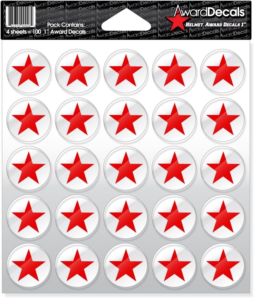 Amazon.com: Award Decals Star (Red on Clear) Sticker Set (100 Decals) 1 ...