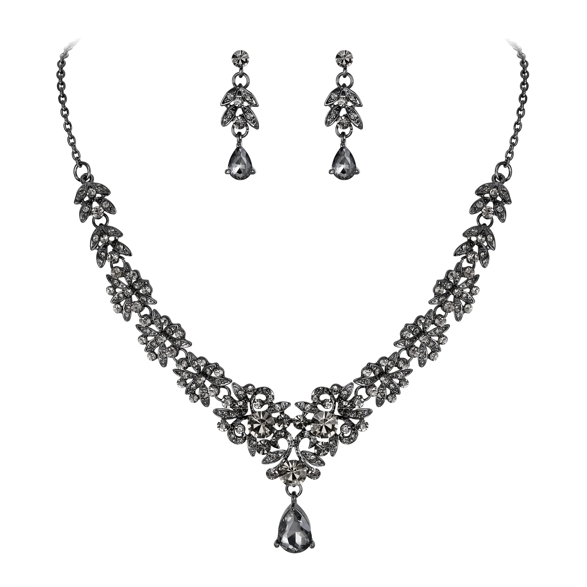 Conjunto de joyas para bodas e invitadas con pendientes de cristales austriacos 6
