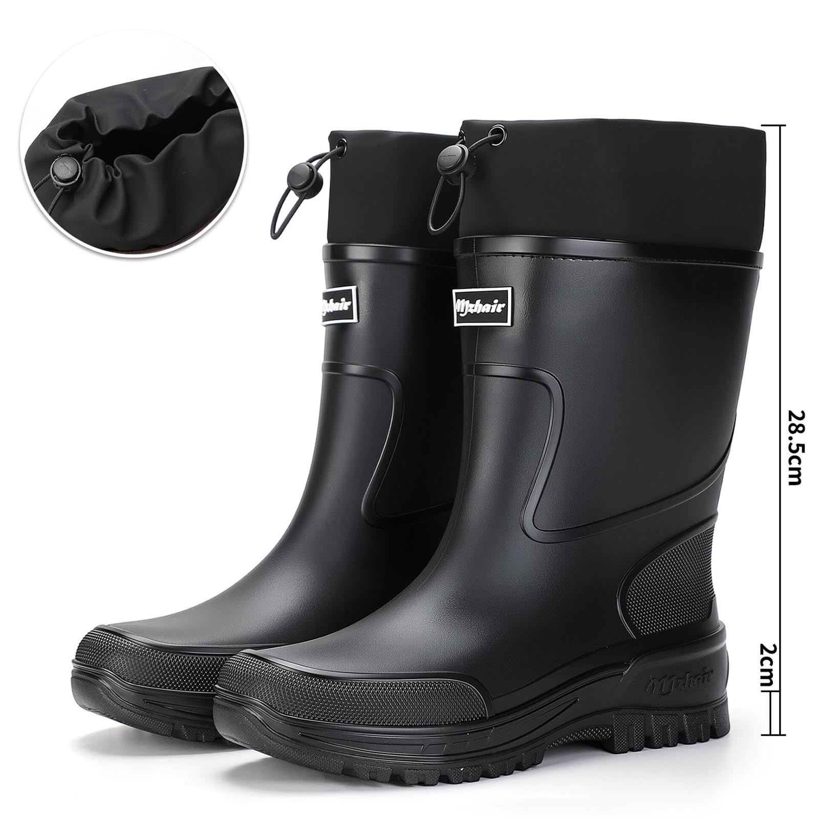 Halbe Regenstiefel Herren Halbhoch Gummistiefel Männer Jagd Gummi Stiefel Men Mit Verstellbarer Kordelzug Faltbar Hoch Gummistiefel Wasserstiefel Schlicht Stiefel Angeln Wander Gartenstiefel 1