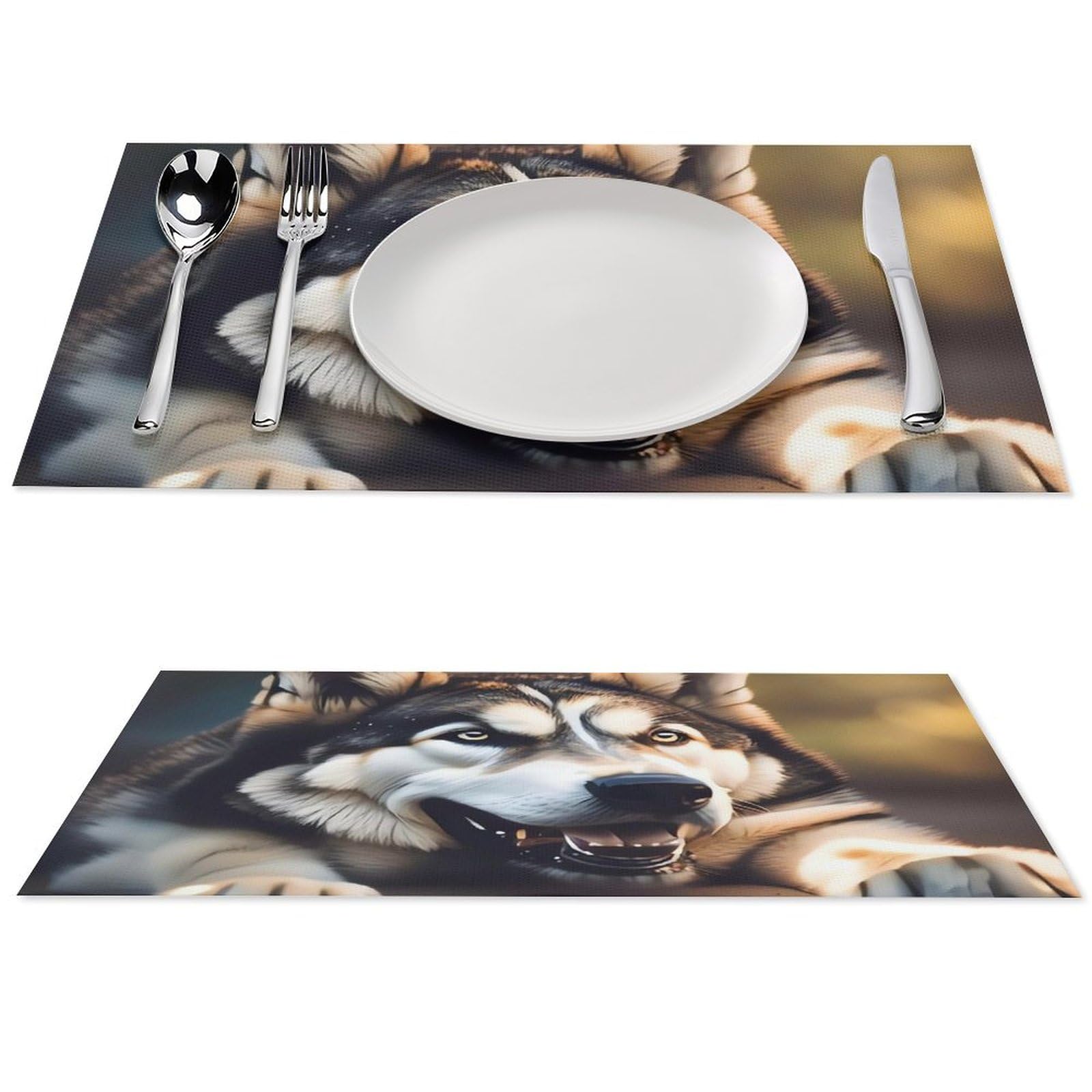 Set de table en PVC lot de 6 imprimé husky mignon et lavable pour table de cuisine