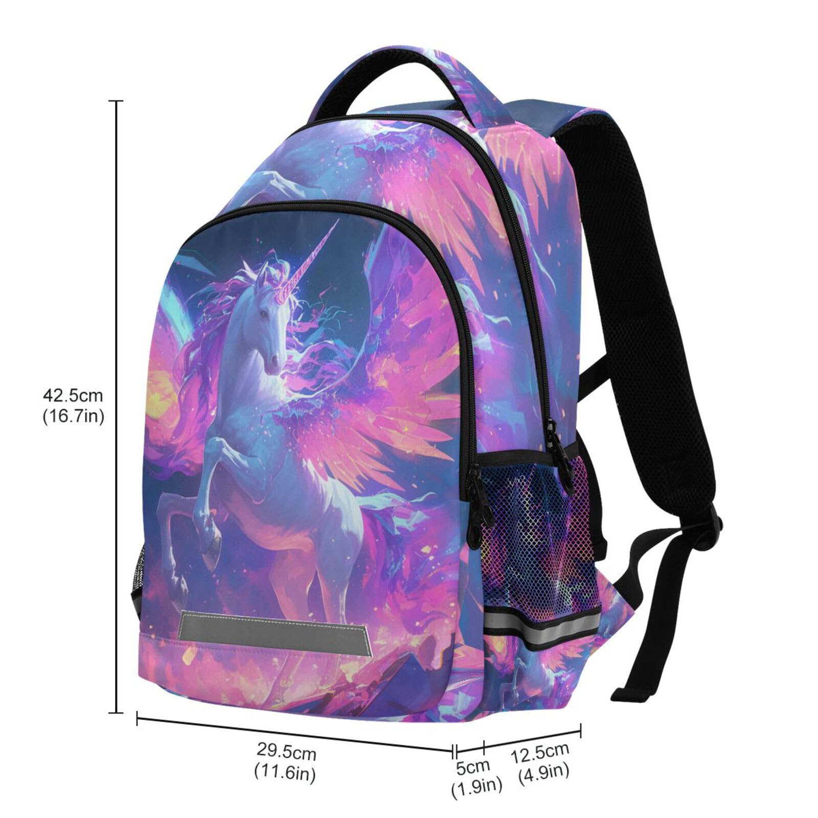 Unicornio Caballo Princesa Mochila Niño y Niña, Mochilas Escolar Grande Reflectante para Infantil Mochila Portátil de Mujer Hombre Viaje