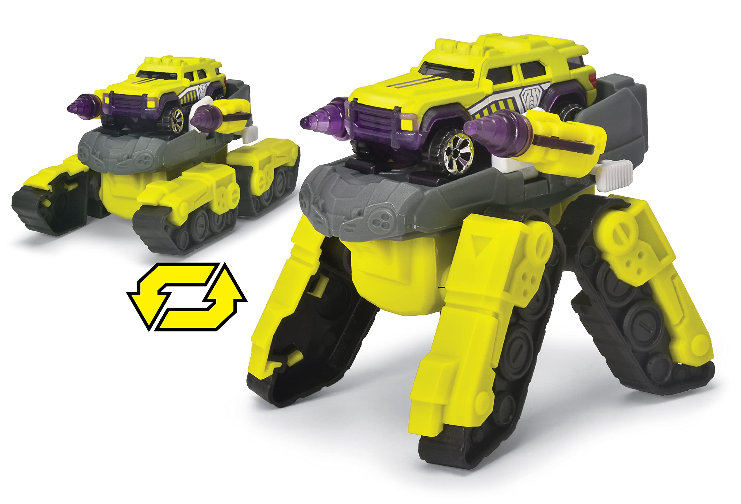 Dickie Rescue Hybrids Spider Tank – Véhicule Vert Citron Fluo 4x4 avec précision à l'échelle 1:64, 12 cm, Transparent
