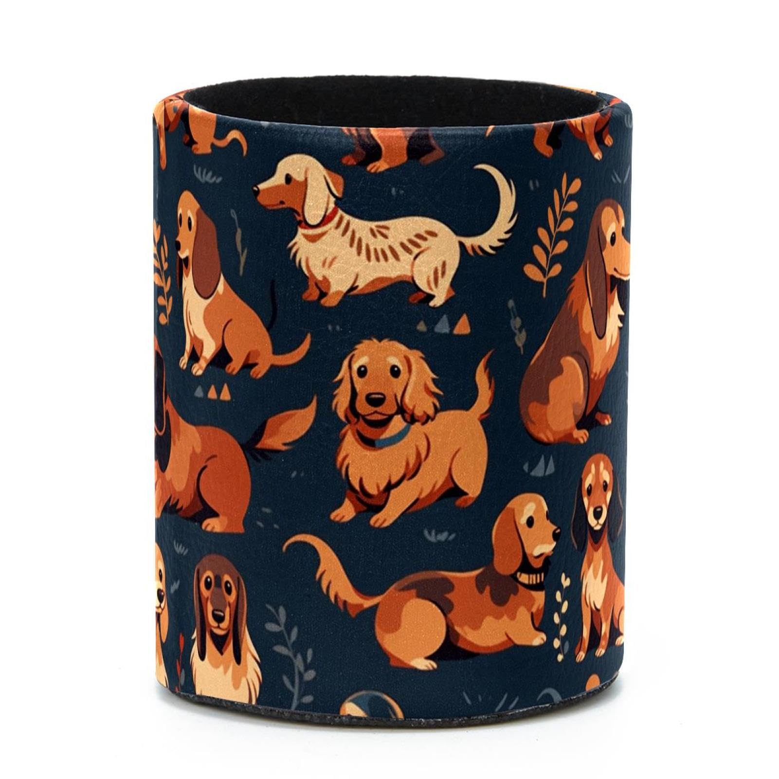 VAPOKF Round Pencil Holders for Desk, Dachshund Dog Pen Holders Pen Pot Makeup Brushes Storage Desktop Stationery Supplies Organiser for Home Office
