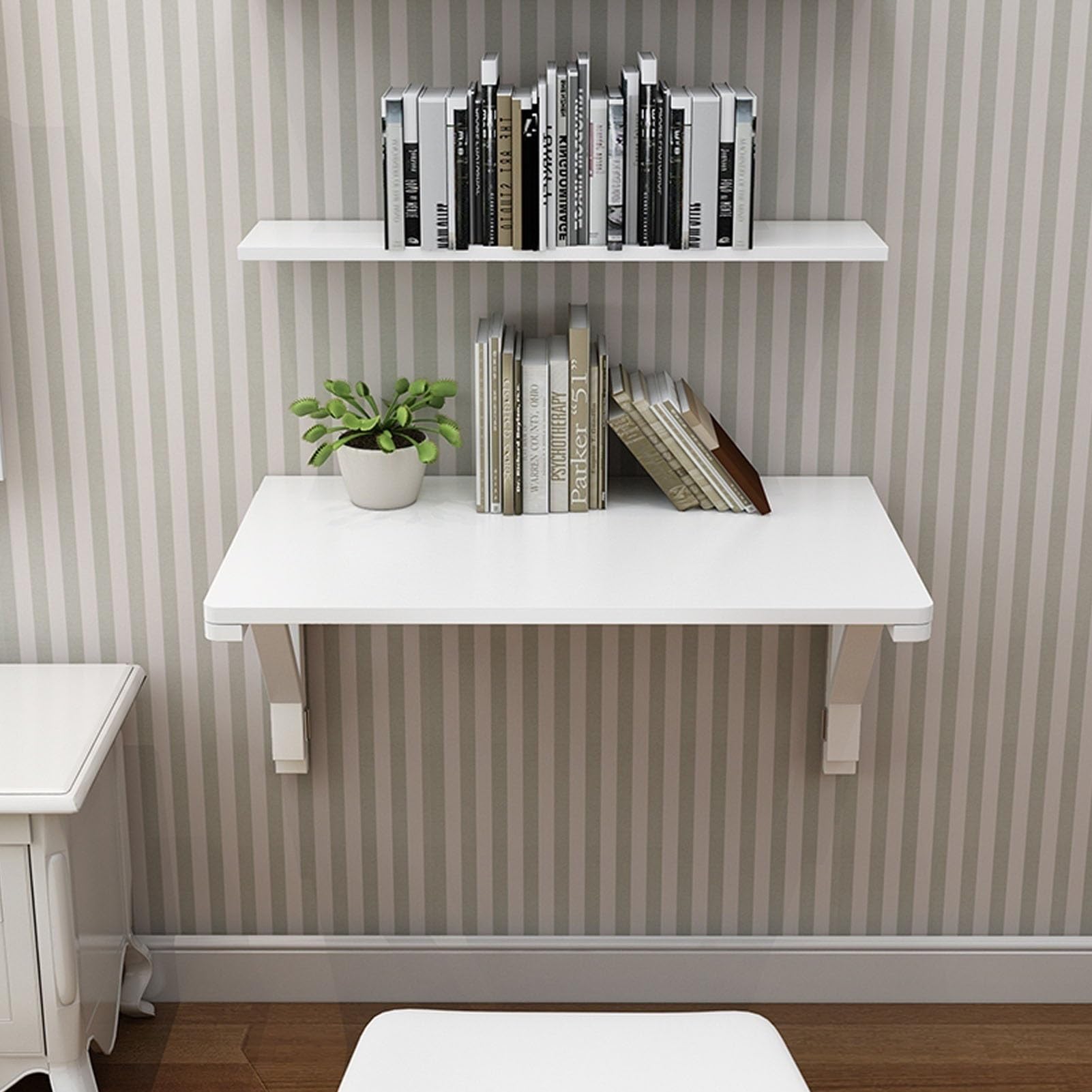 ZHANGGL Foldable White Wooden Wall Table Perfect for Workbench Laundry Floating Breakfast Table Hanging Dining Table Sizes L40 L60 L70 L80 L90 L100 L120 cm