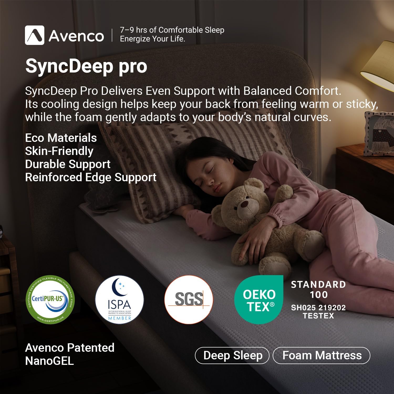 Avenco 8 Inch Queen Mattress with Open-Cell Foam for Breathable Comfort, Gel Memory Foam Queen Size Mattresses with Removable Cover, CertiPUR-US Certified Mattress in a Box