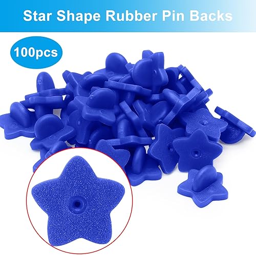 Miniatura 12 de Paquete de 100 pines de goma en forma de estrella, soporte de broche para corbata de sombrero de insignia de uniforme (negro)