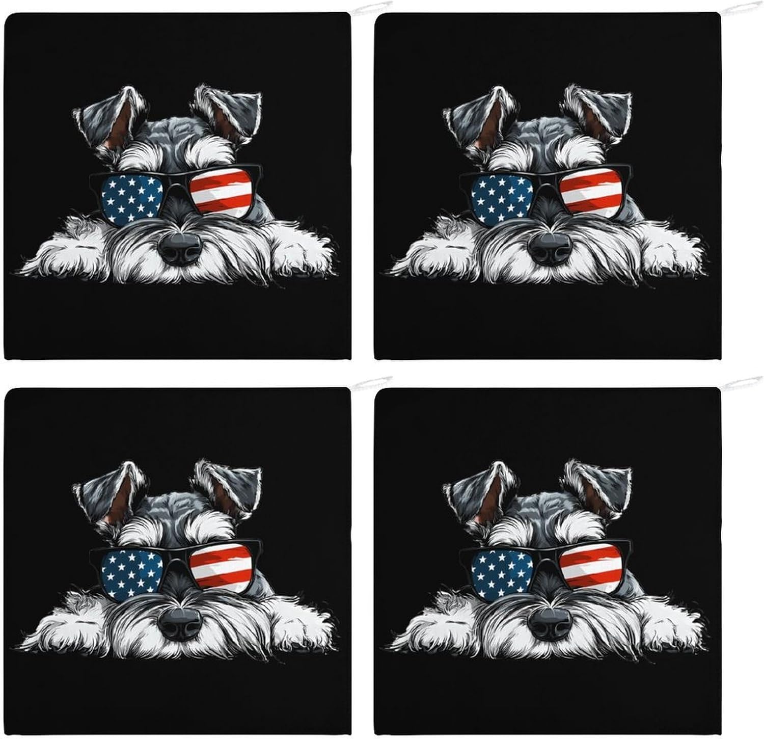 USA Flag Schnauzer Dog Hand Towels for Bathroom Handkerchief | Absorbent,with Hanging Loop,Kitchen Towels,for Home Hotel,Soft