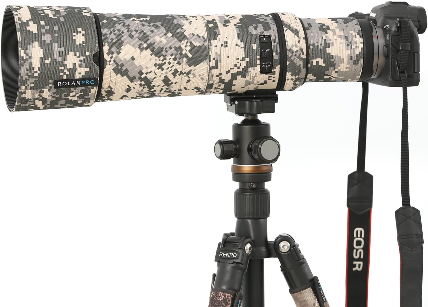ROLANPRO Camouflage Lens Cover for Canon RF 800mm F11 is STM Raincover Lens Protection Sleeve Case-#UCP Gray Camo Waterproof