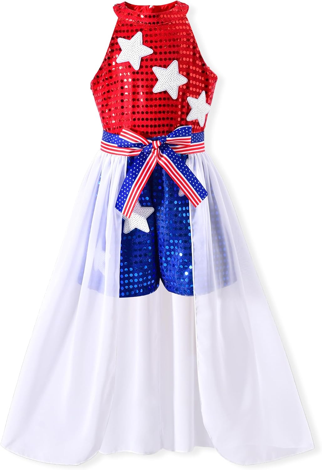 HIHA Girls Independence Day Sequin Jumpsuit Dress Outfit Size 6-12