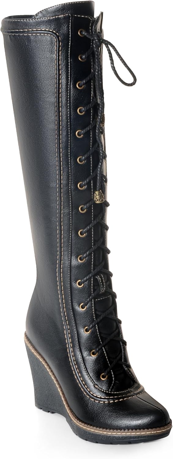 ANN CREEK Knee High Boots for Women Wedge Boots for Women Wedge Heels Women’s Tall Long Boots Round Toe