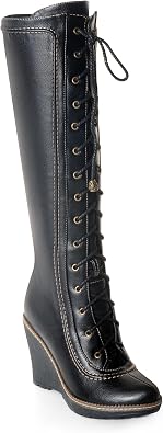 ANN CREEK Knee High Boots for Women Wedge Boots for Women Wedge Heels Womens Tall Long Boots Round Toe
