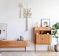 Vista 6 de Achart Colgante de Pared de Macramé de Búho - Tapiz Bohemio Tejido a Mano - Decoración de Pared de Macramé - Decoración de Búho para Dormitorio