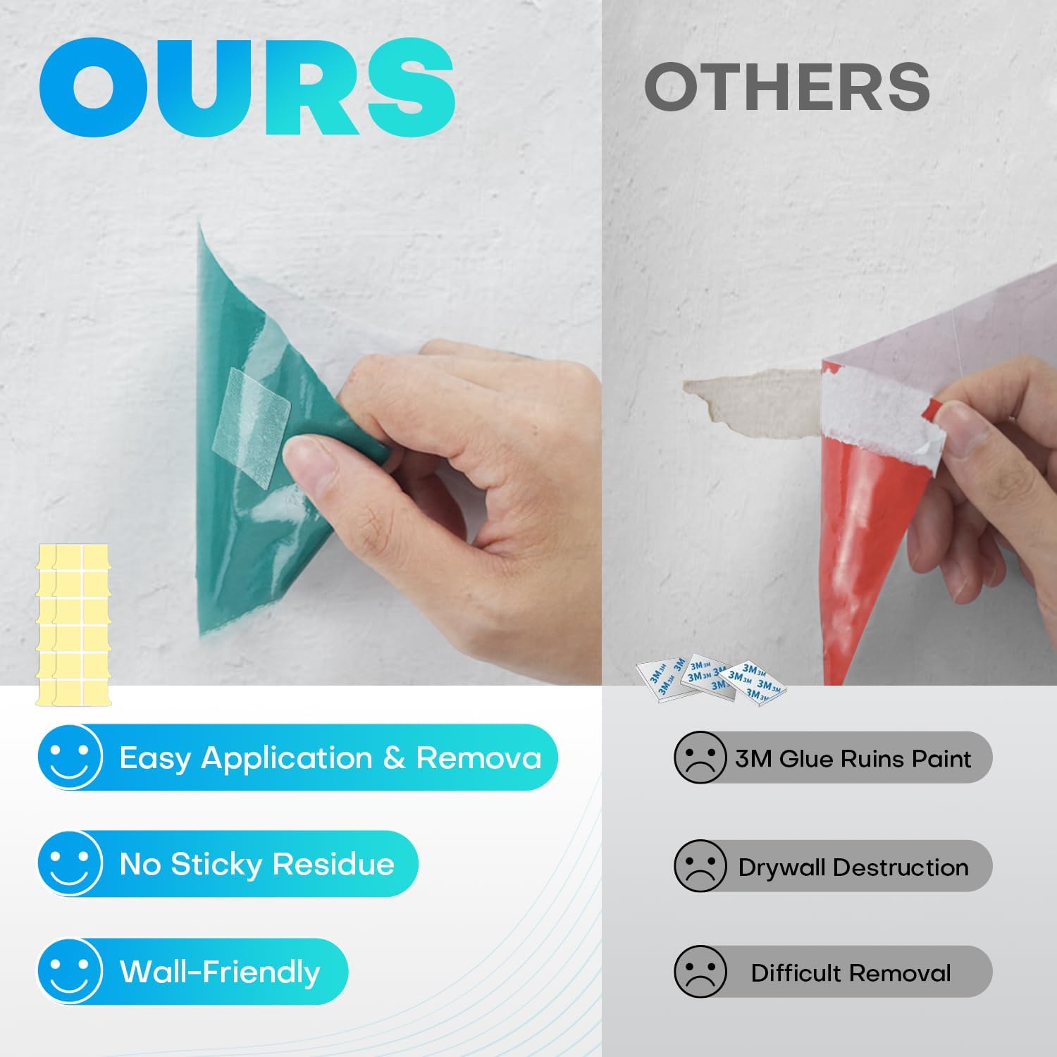 300 PCS Double-Sided Adhesive Tape + 96 Pack Acoustic Foam Panels