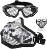 Wandou Airsoft Mask and Goggles Set, Skull Mesh Face Protective Mask with Eye Protection for Outdoor CS Game Black