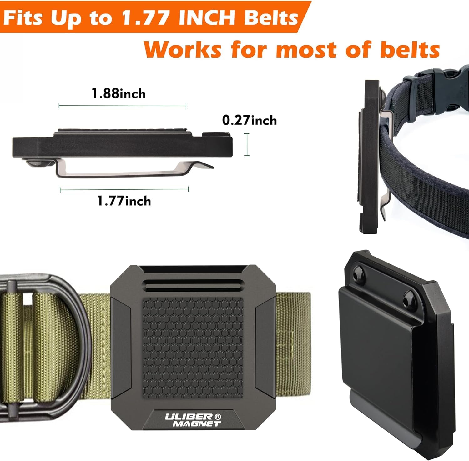ULIBERMAGNET Magnetisches Werkzeug Holster, Heavy Duty Clip-On Gürtelhalter, Soild Aluminium Starke Werkzeug Holster Gürtelclip für Schraubendreher, Bohrer, Hammer, Zangen, Nägel, Hardware Werkzeuge