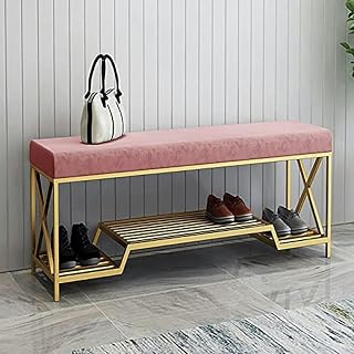 Luxury Shoe Stool with Gold Shoe Rack, Velvet Shoe Rack Bench Shoe Stool, Entrance Bench Seat Shoe Stool-1pc