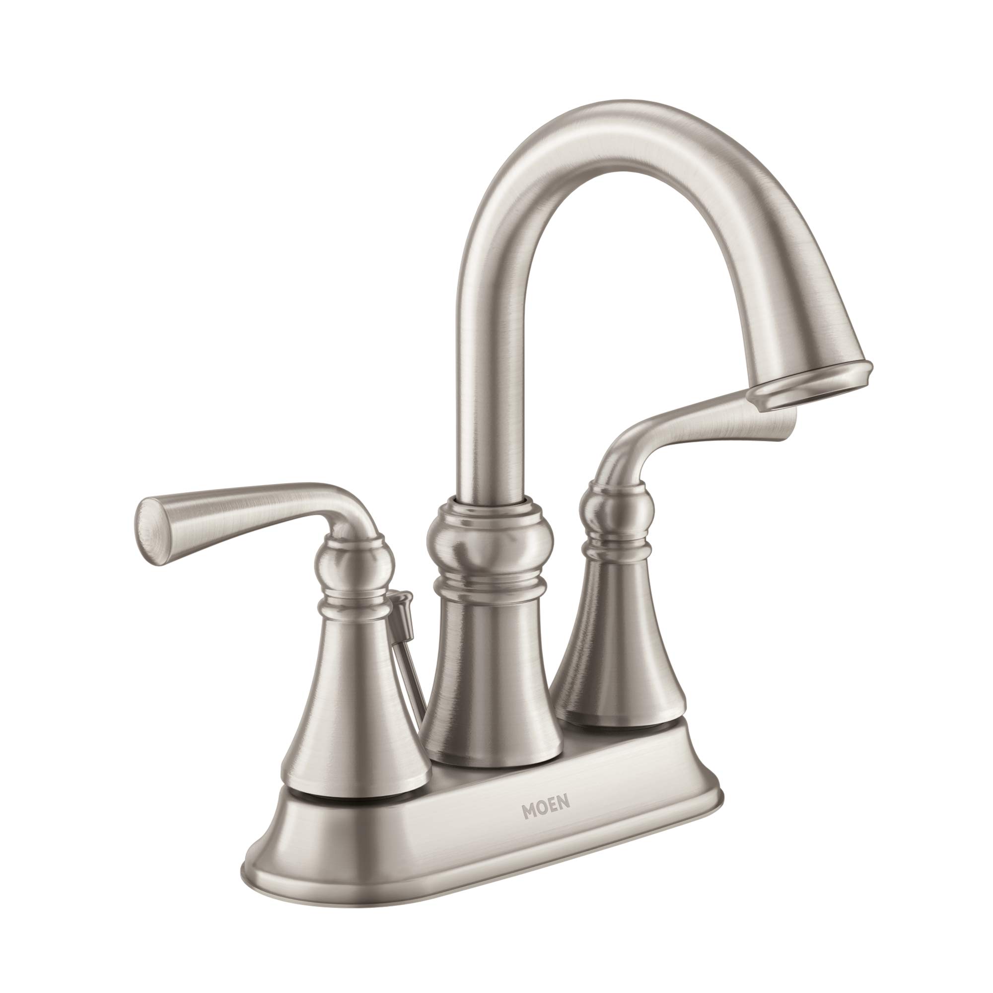 MoenWS84850SRN Wetherly Two-Handle Centerset Bathroom Faucet with Drain Assembly, Spot Resist Brushed Nickel