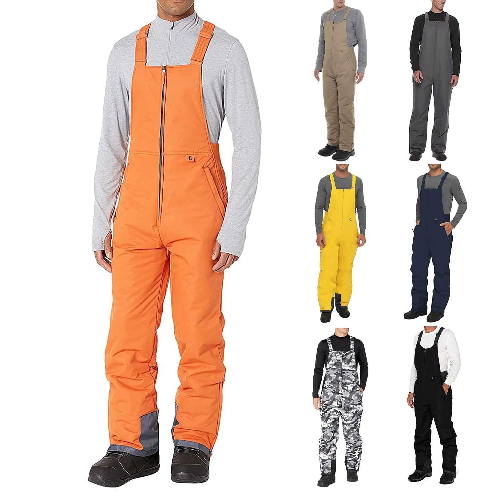 Salopette da sci da uomo, impermeabile, foderata in pile, isolante, antivento, traspirante, invernale, pantaloni da neve, con cinghie regolabili