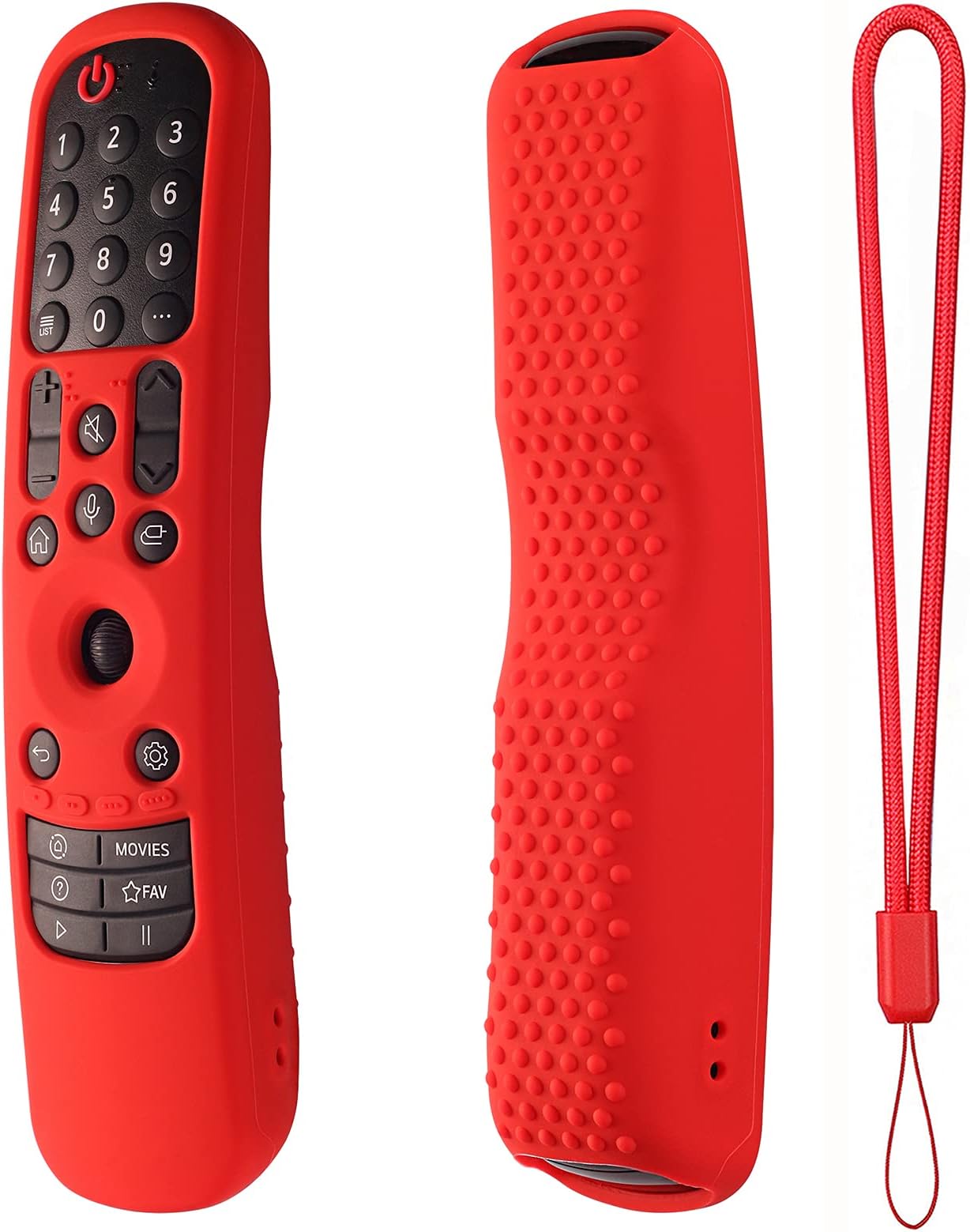 Hi Color Silicone Cover for MR24GA/MR21GA/MR22GN/MR23GA Protective Case Compatible with LG Magic TV C2 C3 G3 OLED Remote Control Slicone Sleeve with Lanyard(Red)