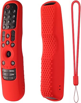 Hi Color Silicone Cover for MR24GA/MR21GA/MR22GN/MR23GA Protective Case Compatible with LG Magic TV C2 C3 G3 OLED Remote Control Slicone Sleeve with LanyardRed