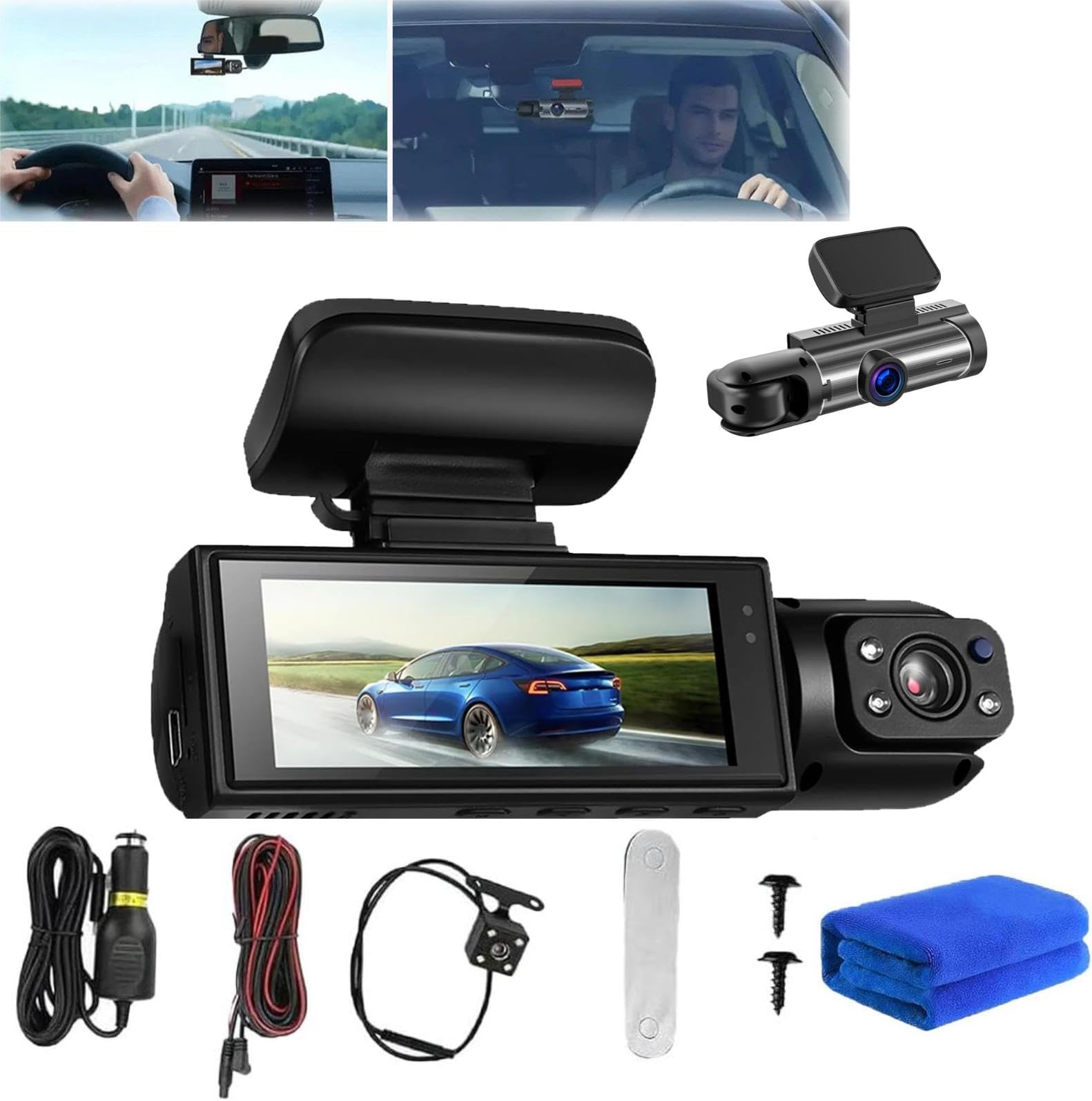 Dashcam COOAU D30S 4K Avec GPS Et Wi-Fi - Double Caméra (avant 2,5K + Intérieur 1080p) - Vision Nocturne, Supercondensateur