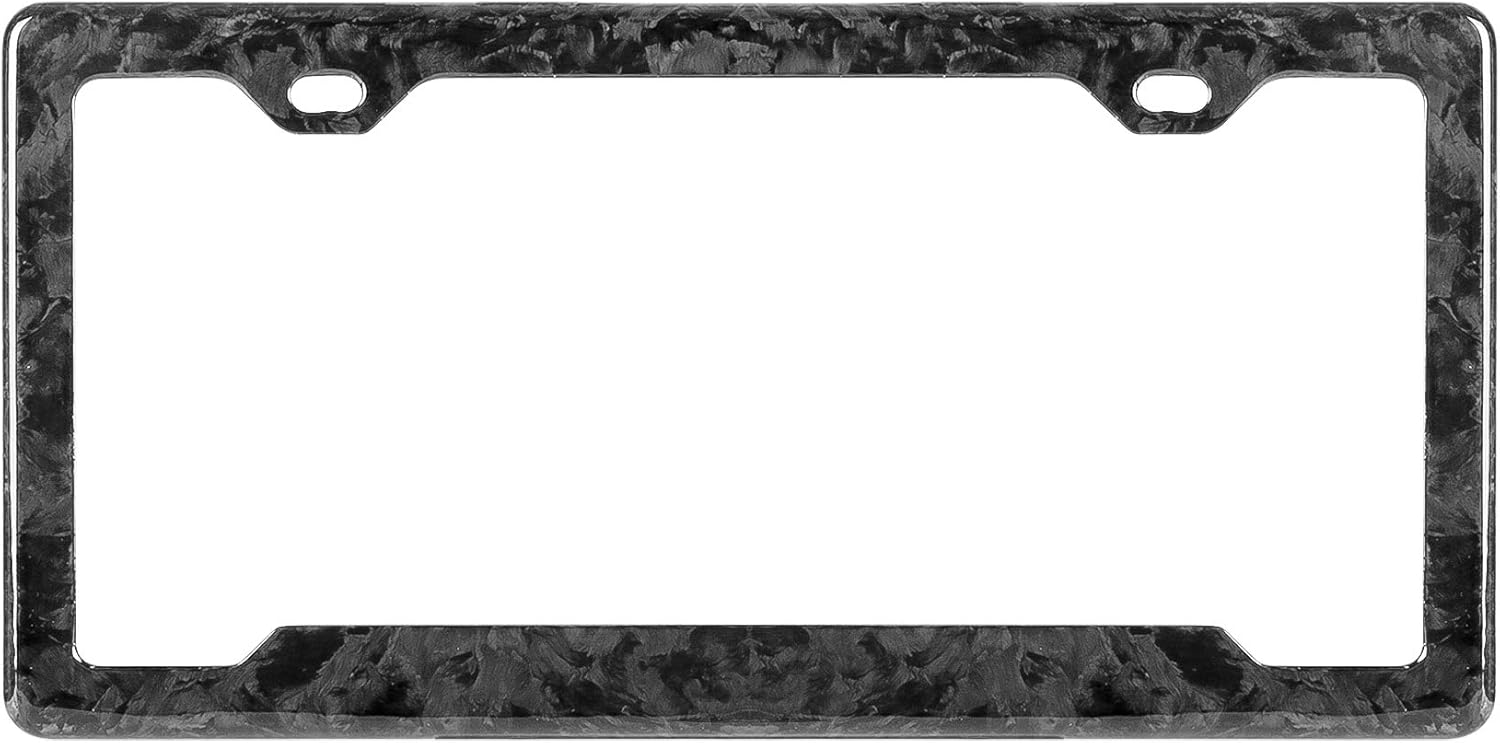 BLVD-LPF OBEY YOUR LUXURY Real 100% Forged Glossy Black Carbon Fiber License Plate Frame Tag Cover FF - D with Matching Screw Caps - 1 Frame