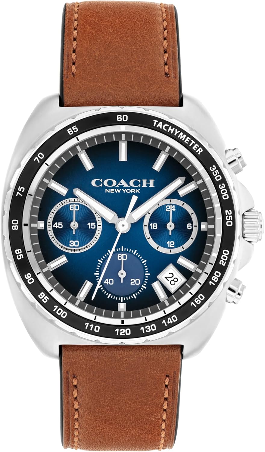 Coach Charter Men's Chronograph Quartz Watch – 39 mm Stainless Steel Case – Calfskin Strap – Essential Accessory, Gift for Him