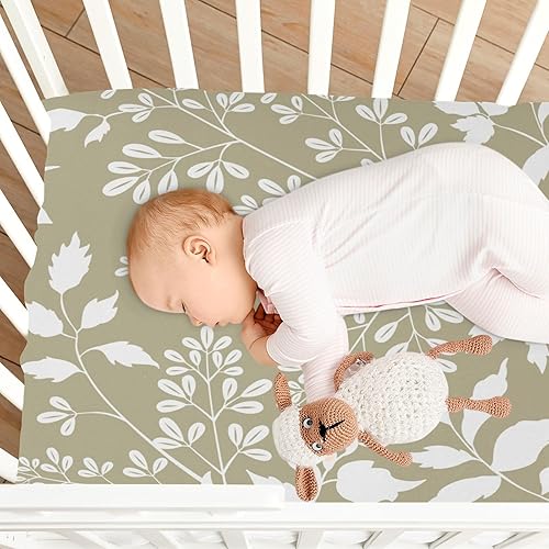 Miniatura 8 de Kigai Fitted Crib Sheet for Boys & Girls Vintage Flowers Soft Breathable Unisex Baby Sheets for Standard Crib and Toddler Mattresses 39 x 27 in