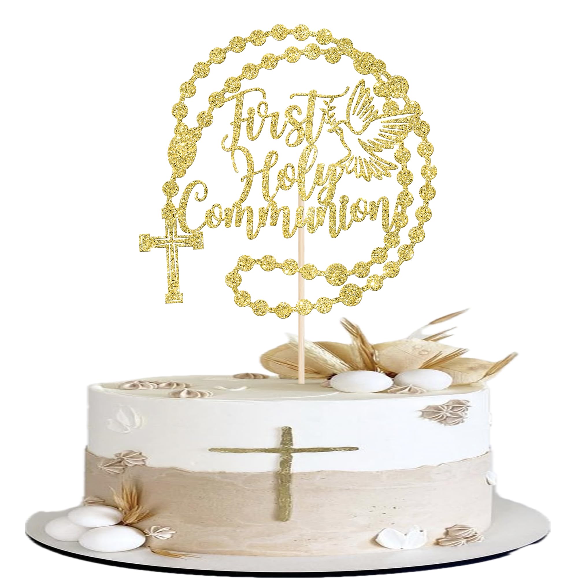 ZHUOWEISM 10 PCS Acrylic Cross Cake Topper Christian Baptism God Bless Cake Pick for First Communion Theme Baby Shower Birthday Party Cake Decorations Supplies Gold — view 17