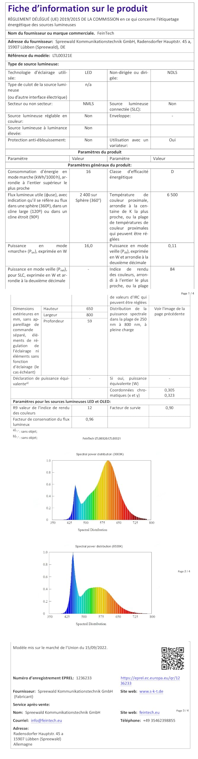FeinTech Schreibtischlampe klemmbar 80 cm LED dimmbar Screenbar mit extra großer Leuchtfläche für ein schreibtischfüllendes Licht, LTL00321E Schwarz