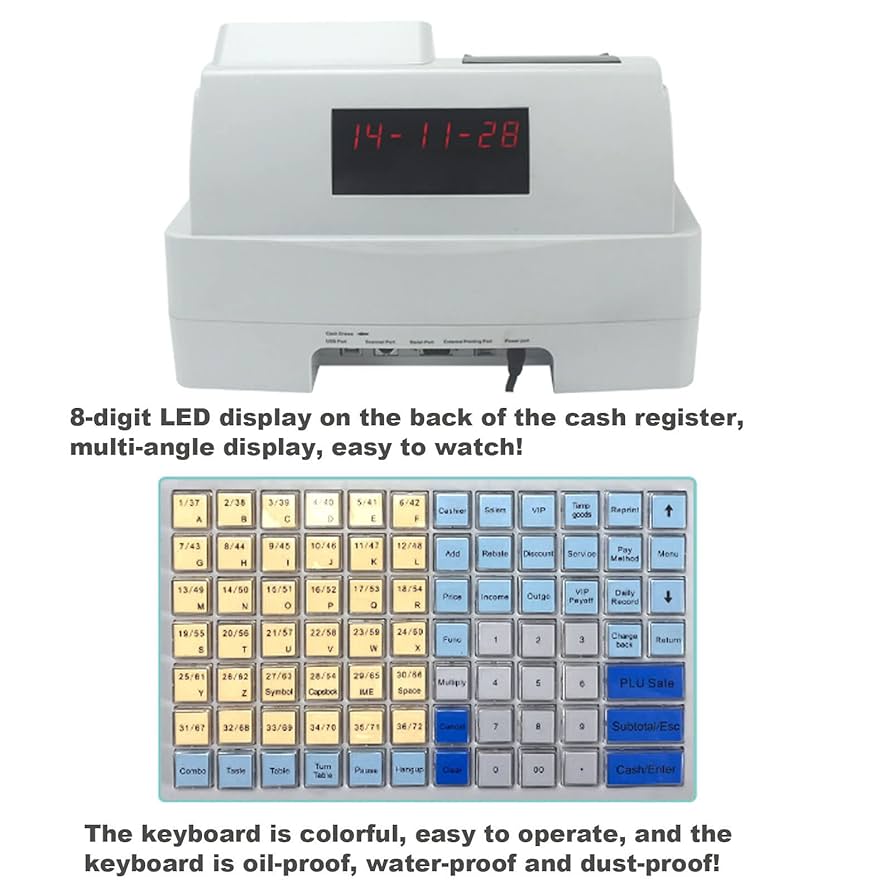 キャッシュレジスター LCDディスプレイ ホワイト Amazon.co.jp: 電子キャッシュ レジスター、中小企業向け LCD