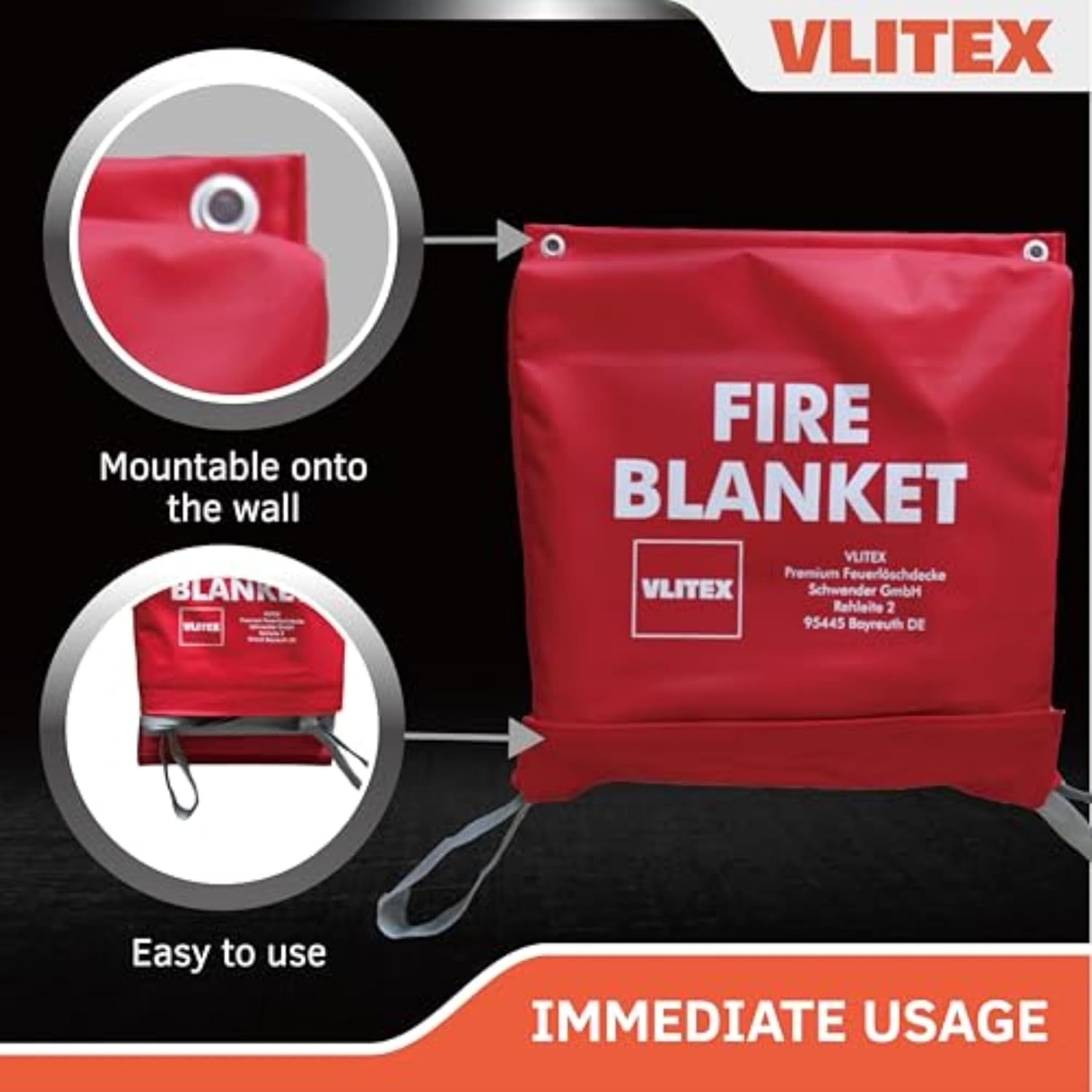 Large Fire Blanket (98 x 118 in) | Engineered in Germany | Lithium Battery & Emergency Fire Suppression Blanket | Certified Fireproof Silicone & E-Fiberglass