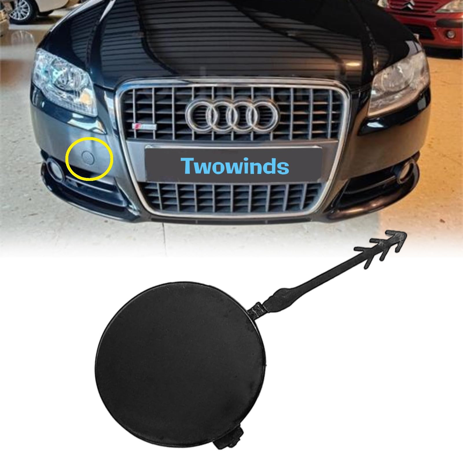 Twowinds Coprigancio Traino 8K0807241 Compatibile con Audi A4 B8 2007-2012 Paraurti Anteriore Destro Nero