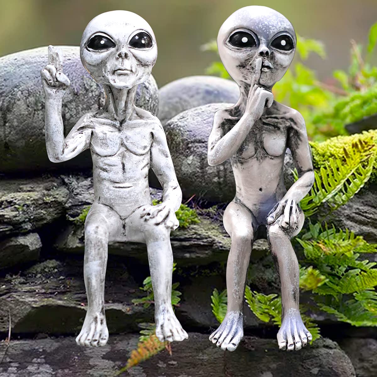 Statue extraterrestre « The Flirty » 10 po. H sur étagère, figurine extraterrestre amusante pour la maison ou le jardin - France