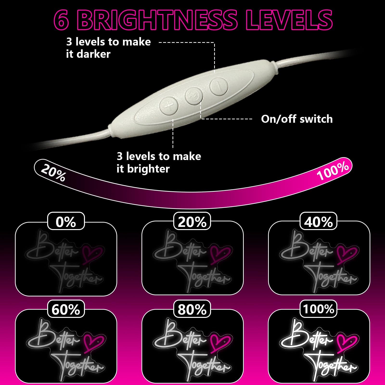 Better Together Cartel de neón de compromiso blanco cálido LED cartel para decoración de pared Letra LED Letra USB Luz de neón para boda, club, aniversario, dormitorio, cumpleaños, fiesta, bar