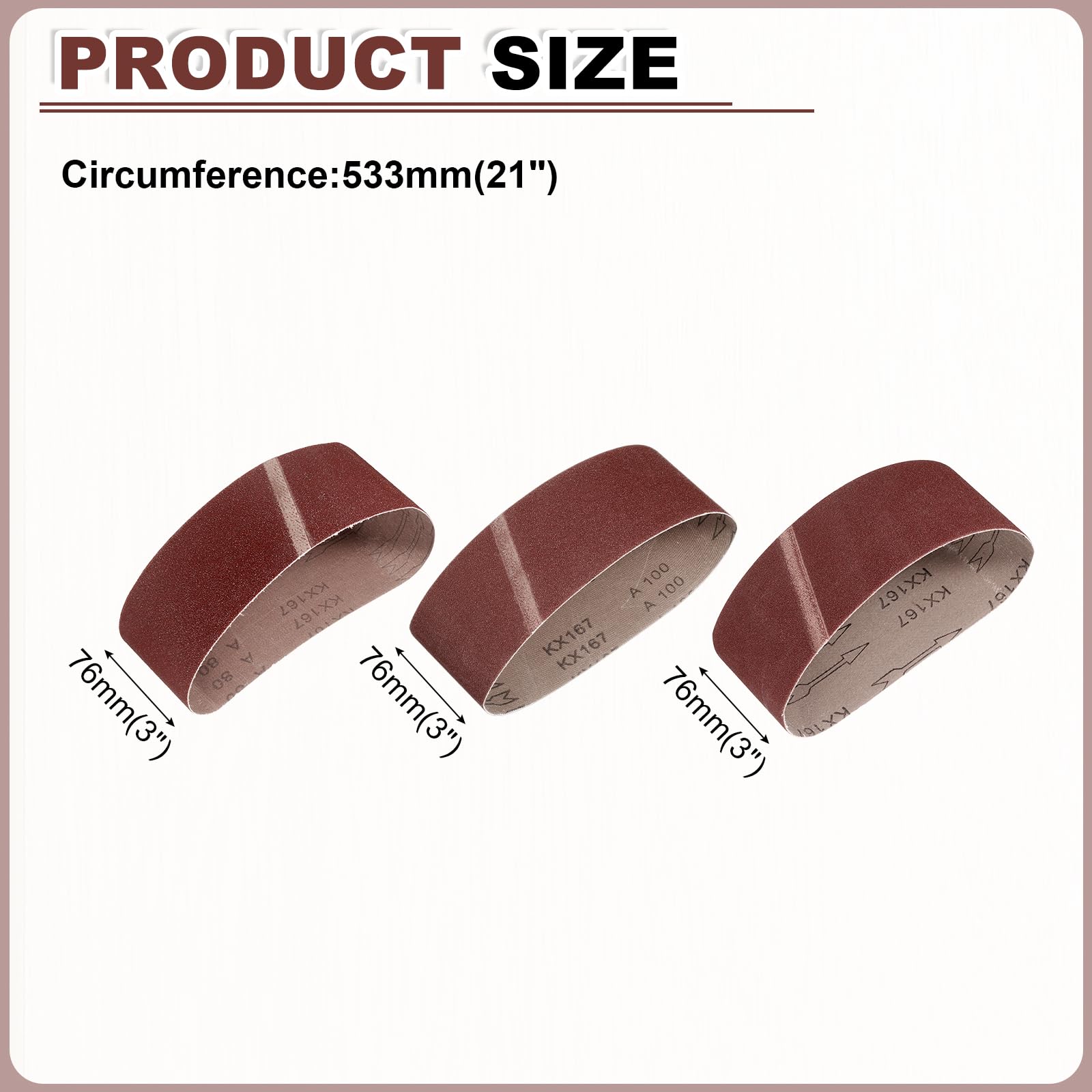 QUARKZMAN 76mm x 533mm Nastri Abrasivi, 30Pz 80/100/120 Grana Carta Vetrata per Levigatrice Ossido di Allumina Per Lavorazione Legno, Lucidatura Metalli, Affilatura Coltelli