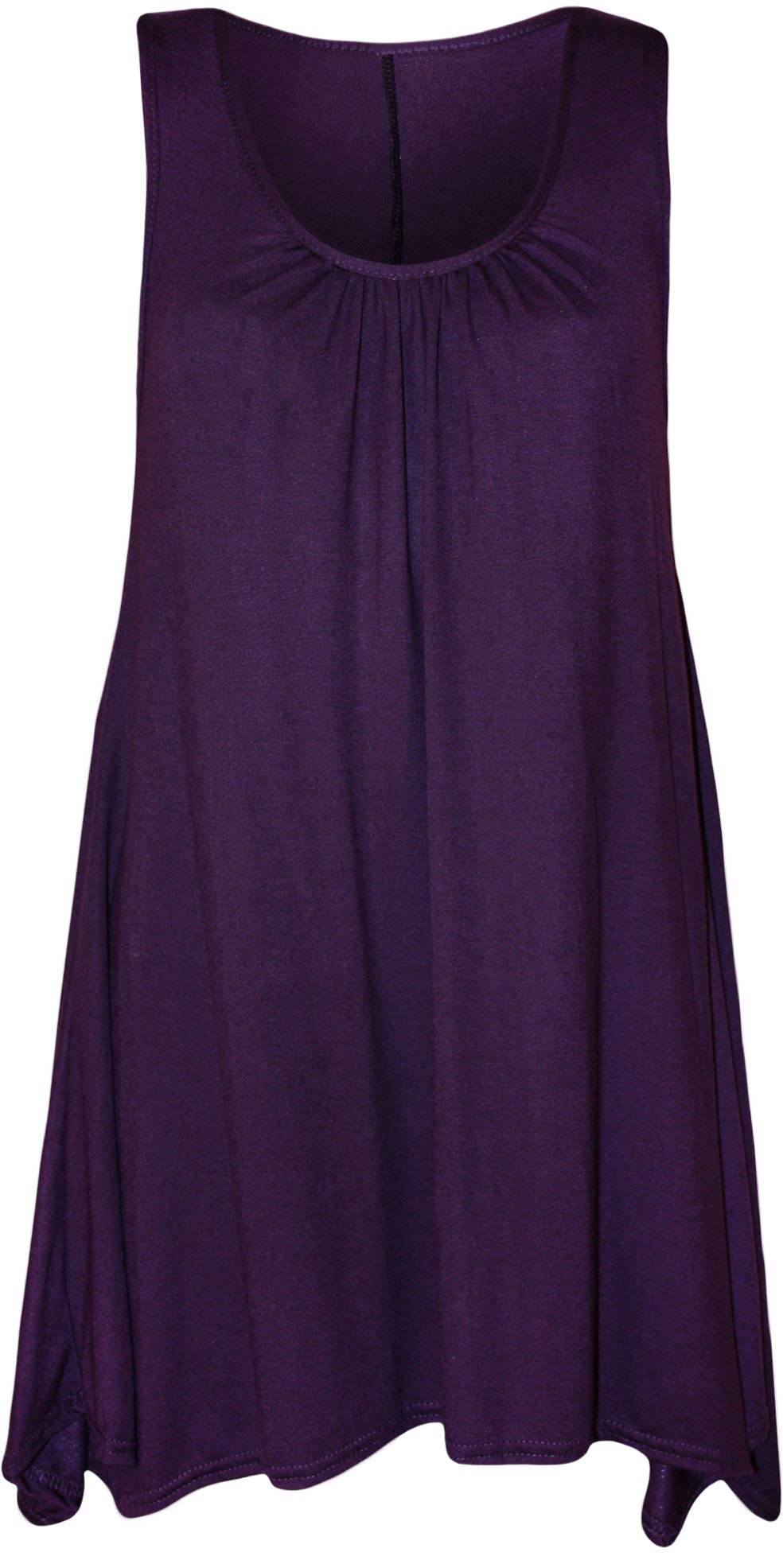 Wearall Women's Purple Plus Size Hanky Hem Long Sleeveless Scoop Neck Vest Top - 24-26